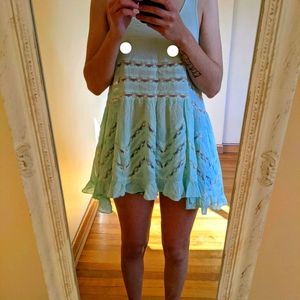 Free People teal lace bathing suit coverup